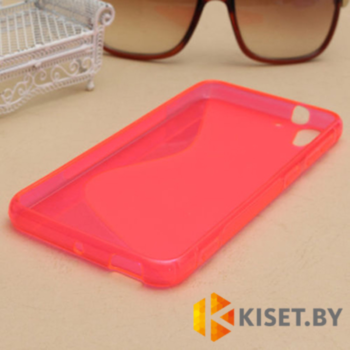 Силиконовый чехол для HTC Desire Eye, розовый с волной