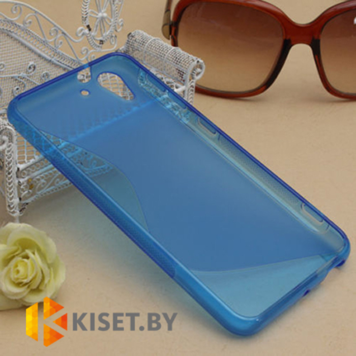 Силиконовый чехол для HTC Desire Eye, синий с волной