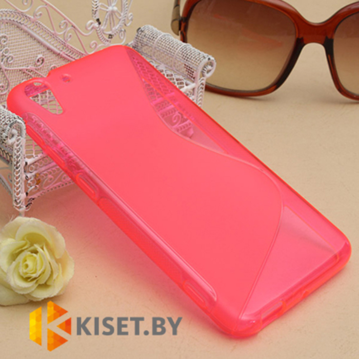 Силиконовый чехол для HTC Desire Eye, розовый с волной
