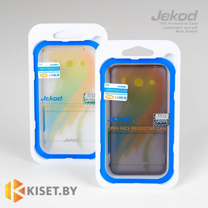 Силиконовый чехол Jekod с защитной пленкой для Huawei Ascend G510, черный