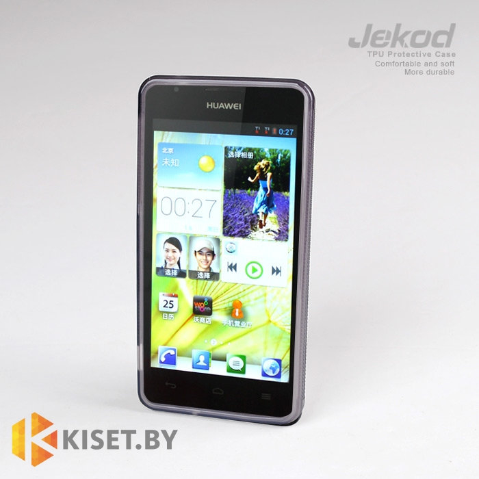 Силиконовый чехол Jekod с защитной пленкой для Huawei Ascend G510, черный