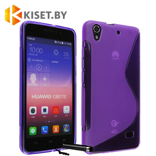 Силиконовый чехол для Huawei Ascend G620s, фиолетовый с волной