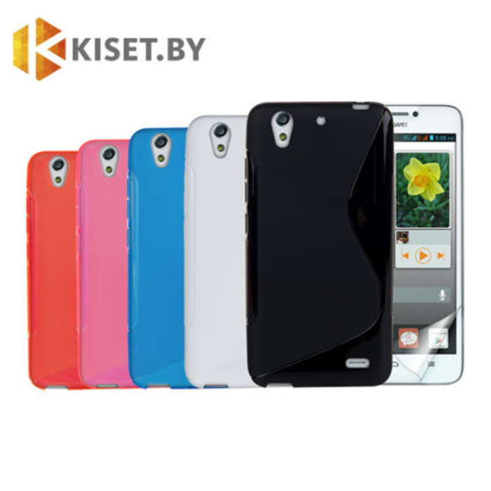 Силиконовый чехол для Huawei Ascend G630, фиолетовый с волной