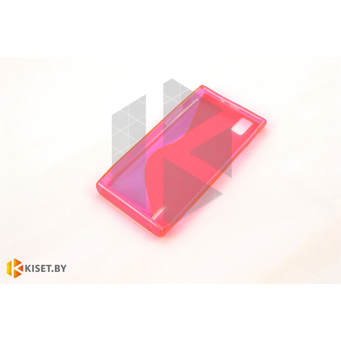 Силиконовый чехол Experts Huawei Ascend P2, розовый с волной