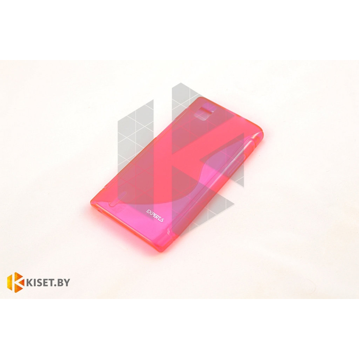 Силиконовый чехол Experts Huawei Ascend P2, розовый с волной