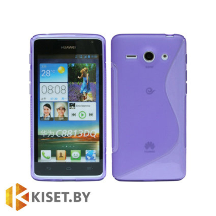 Силиконовый чехол для Huawei Ascend Y530, фиолетовый с волной