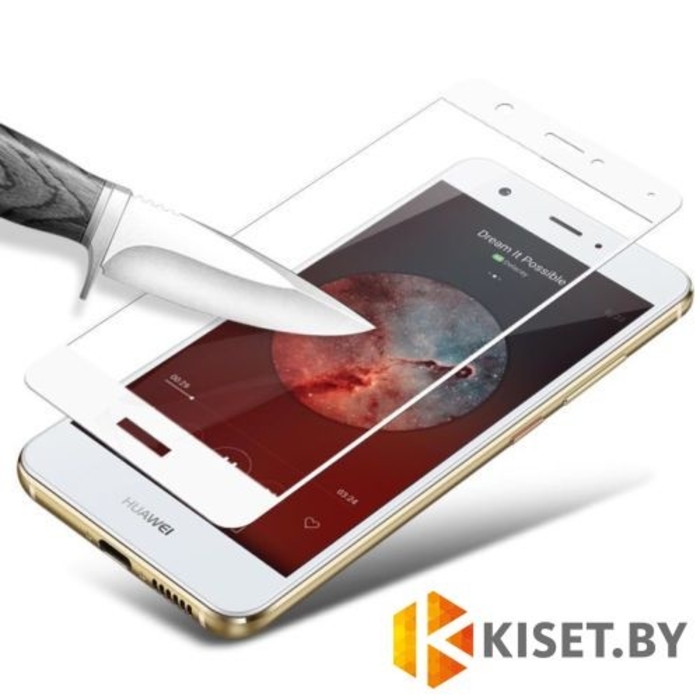Защитное стекло на весь экран для Huawei Y5 (2017), белое