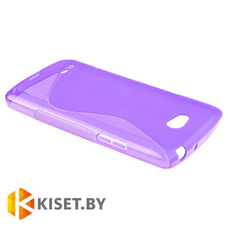Силиконовый чехол для LG L80, фиолетовый с волной