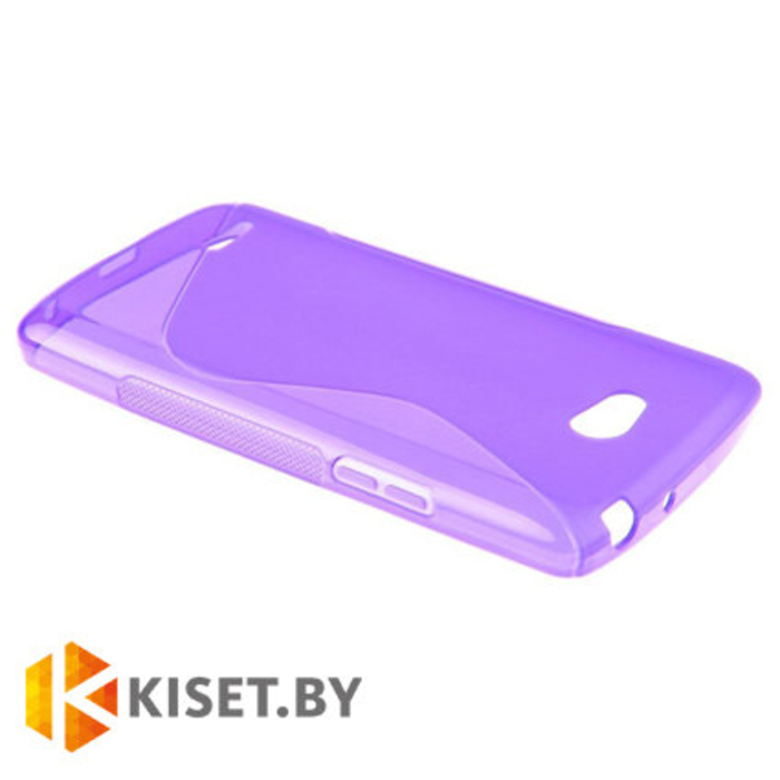 Силиконовый чехол матовый для LG L80, фиолетовый с волной