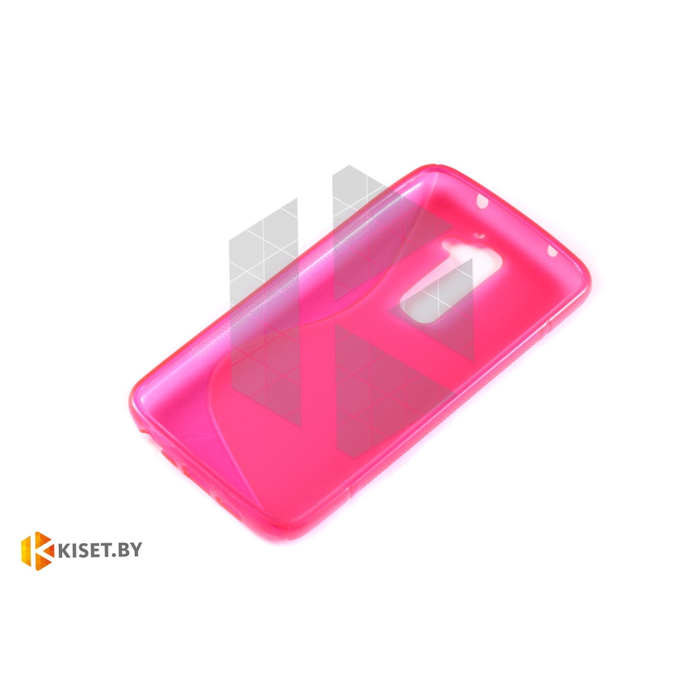 Силиконовый чехол матовый для LG Leon (H324), розовый с волной