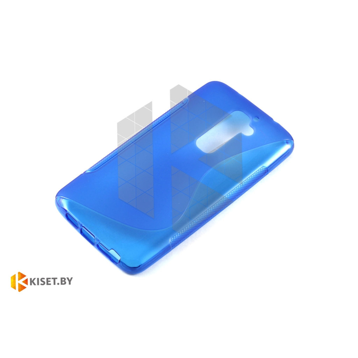Силиконовый чехол матовый для LG Leon (H324), синий с волной