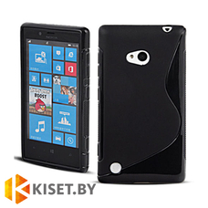 Силиконовый чехол для Nokia Lumia 720, черный с волной