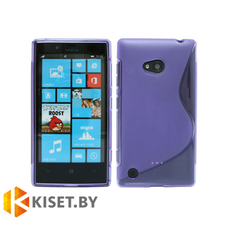 Силиконовый чехол для Nokia Lumia 720, фиолетовый с волной
