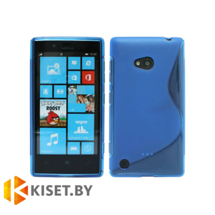 Силиконовый чехол для Nokia Lumia 720, синий с волной