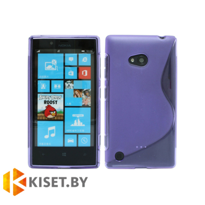 Силиконовый чехол для Nokia Lumia 720, фиолетовый с волной
