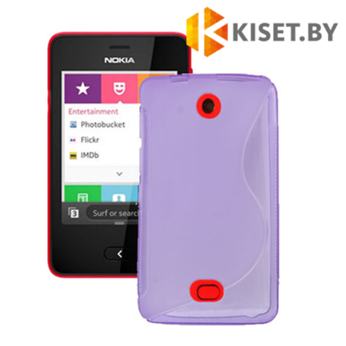 Силиконовый чехол для Nokia Asha 501, фиолетовый с волной