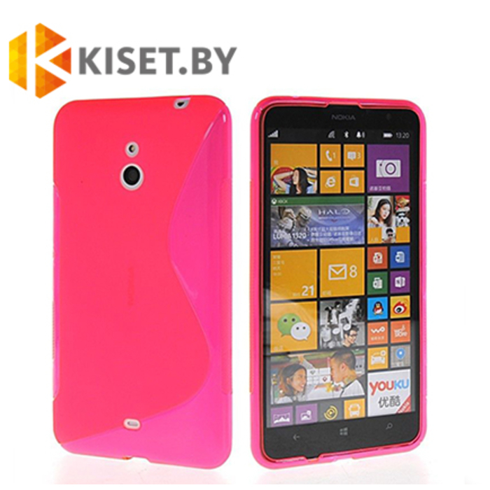 Силиконовый чехол матовый для Nokia Lumia 1320, розовый с волной