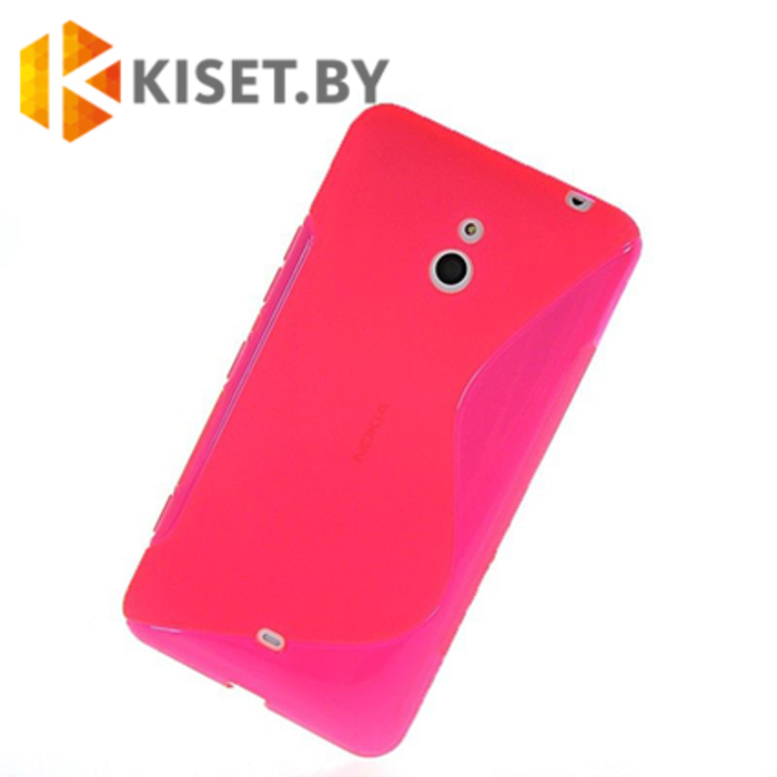 Силиконовый чехол матовый для Nokia Lumia 1320, розовый с волной