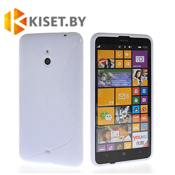 Силиконовый чехол матовый для Nokia Lumia 1320, белый с волной