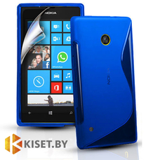 Силиконовый чехол для Nokia Lumia 530, синий с волной