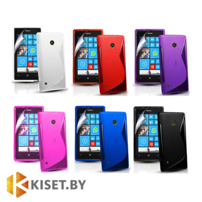 Силиконовый чехол для Nokia Lumia 530, фиолетовый с волной