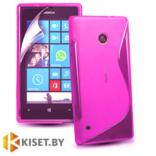Силиконовый чехол для Nokia Lumia 530, розовый с волной