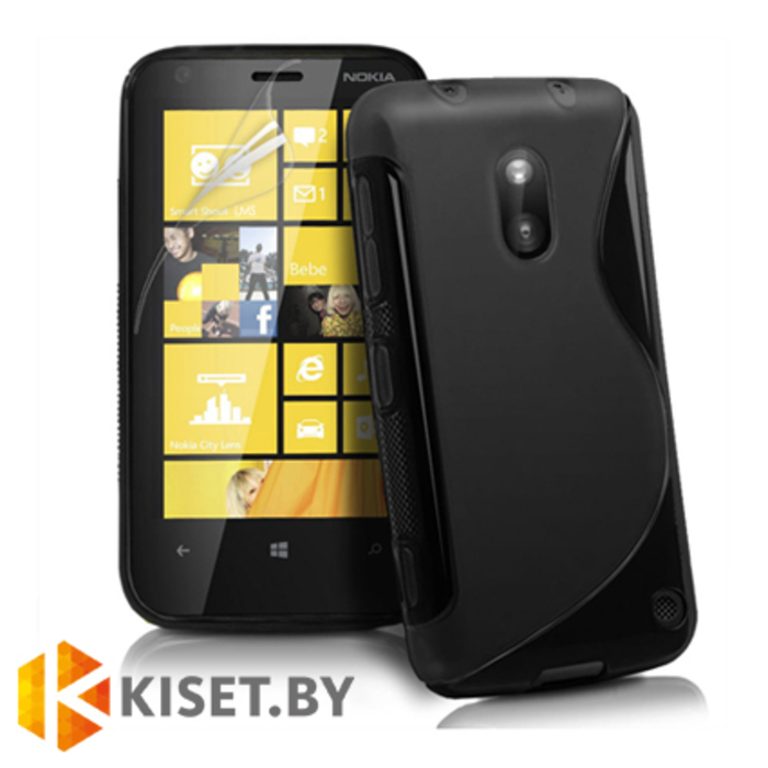 Силиконовый чехол для Nokia Lumia 620, черный с волной