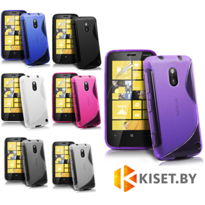 Силиконовый чехол для Nokia Lumia 620, фиолетовый с волной