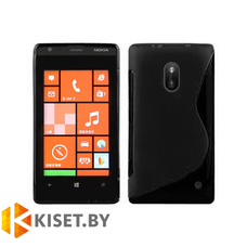 Силиконовый чехол для Nokia Lumia 620, черный с волной