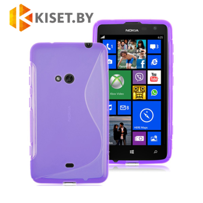 Силиконовый чехол для Nokia Lumia 625, фиолетовый с волной
