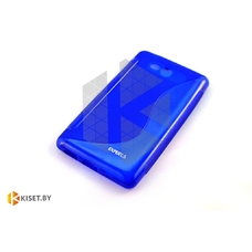 Силиконовый чехол Experts Nokia Lumia 820, синий с волной