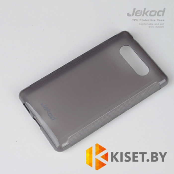 Силиконовый чехол Jekod с защитной пленкой для Nokia Lumia 820, черный
