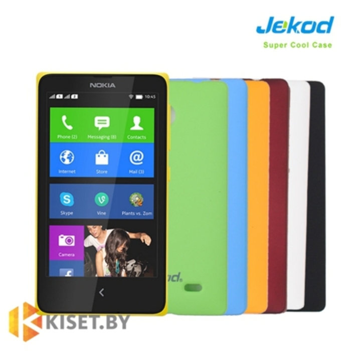 Пластиковый бампер Jekod и защитная пленка для Nokia X, синий
