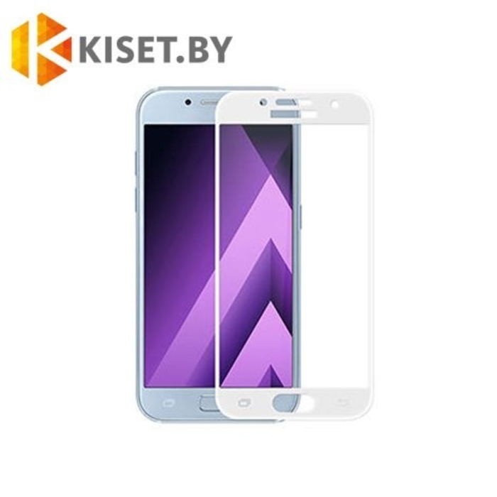 Защитное стекло на весь экран для Samsung Galaxy A3 (2017) A320F, белое