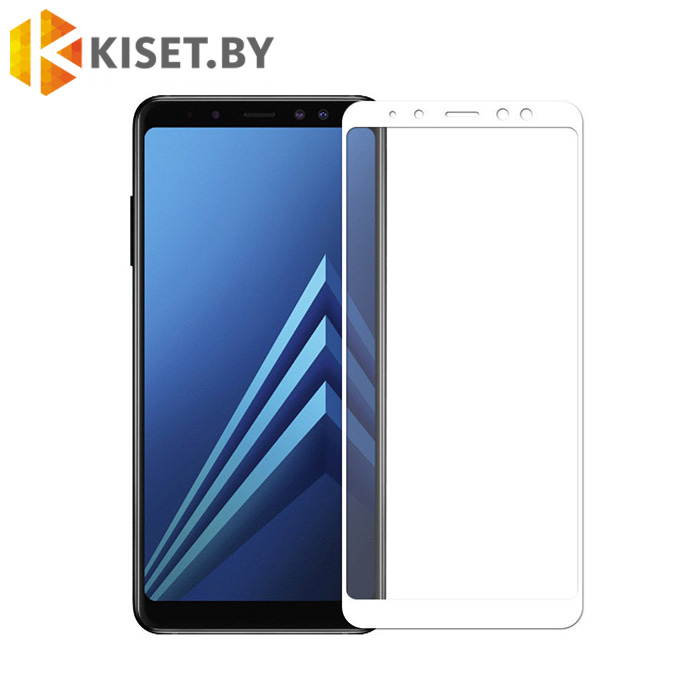 Защитное стекло на весь экран для Samsung Galaxy A6 Plus (2018), белое