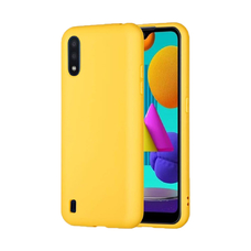 Soft-touch бампер KST Silicone Cover для Samsung Galaxy A01 (A015) 2020 желтый с закрытым низом #43