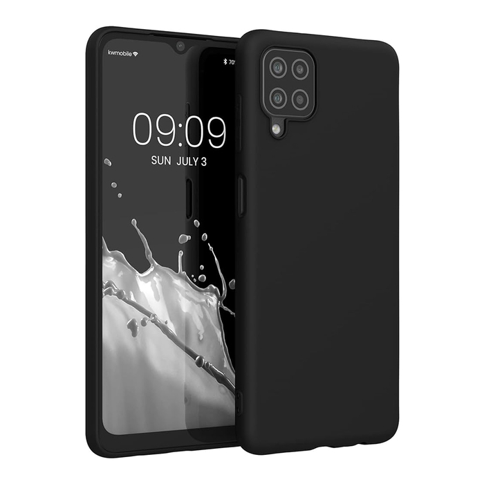 Soft-touch бампер Silicone Cover для Samsung Galaxy A12 / M12 / F12 черный с закрытым низом