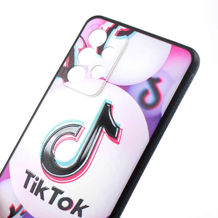 Силиконовый чехол с пластиковой крышкой KST SC для Samsung Galaxy A52 4G / 5G черный c рисунком тик-ток