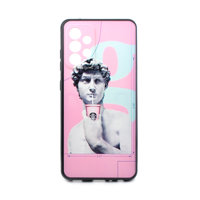 Силиконовый чехол с пластиковой крышкой KST SC для Samsung Galaxy A52 4G / 5G черный c рисунком давид