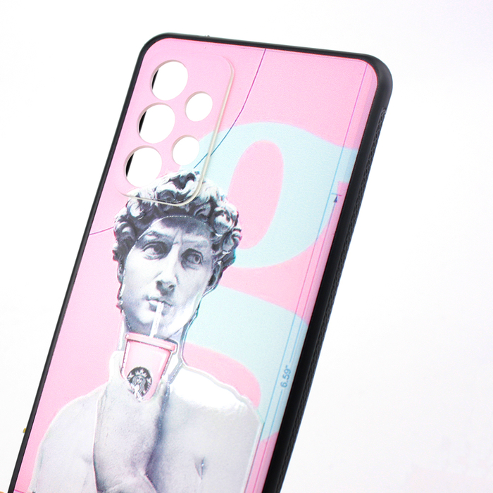 Силиконовый чехол с пластиковой крышкой KST SC для Samsung Galaxy A52 4G / 5G черный c рисунком давид