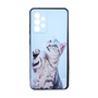 Силиконовый чехол с пластиковой крышкой KST SC для Samsung Galaxy A52 4G / 5G черный c рисунком кот