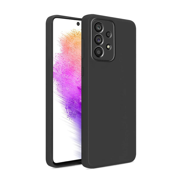 Soft-touch бампер KST Silicone Cover для Samsung Galaxy A73 черный с закрытым низом и камерой
