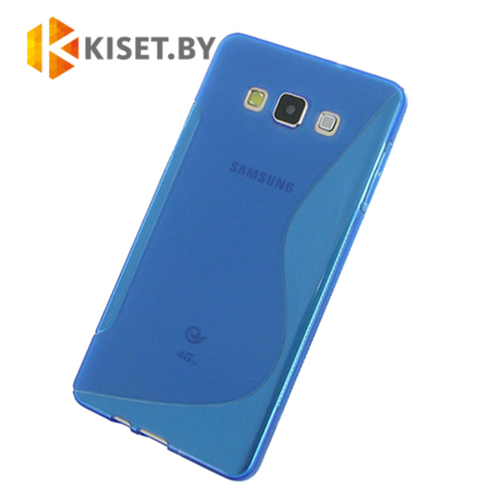 Силиконовый чехол для Samsung Galaxy A7 (A700H), синий с волной