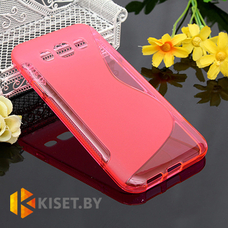 Силиконовый чехол для Samsung Galaxy E5 (E500), розовый с волной