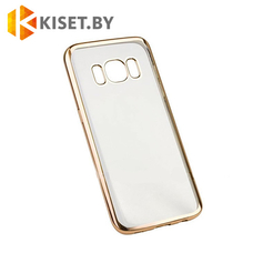 Силиконовый чехол для Samsung Galaxy S8 (G950), прозрачный c золотым бампером
