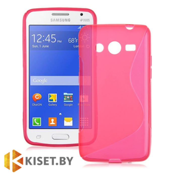 Силиконовый чехол для Samsung Galaxy Core II (G355H), розовый с волной
