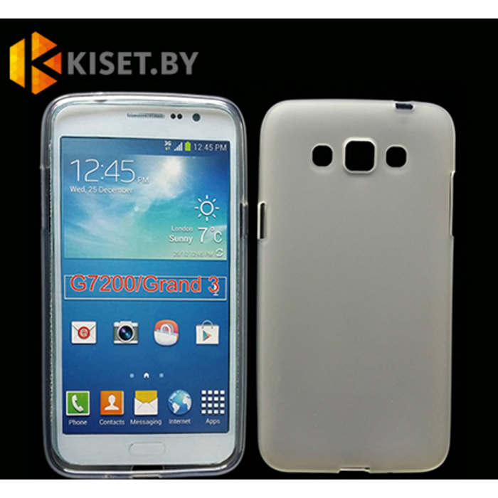Силиконовый чехол матовый для Samsung Galaxy Grand 3 (G7200), прозрачный