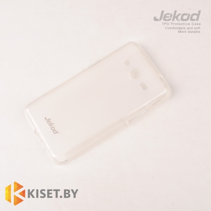 Силиконовый чехол Jekod с защитной пленкой для Samsung Galaxy Core II (G355), белый