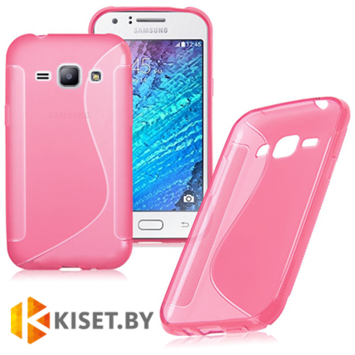 Силиконовый чехол для Samsung Galaxy J1 (J100H), розовый с волной