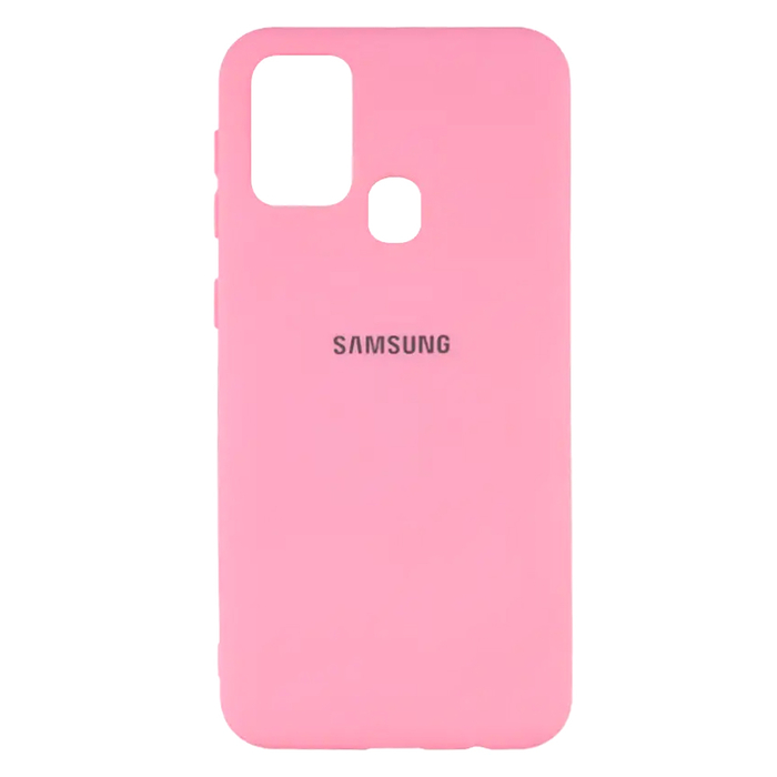 Soft-touch бампер Silicone Cover для Samsung Galaxy M31 розовый с закрытым низом